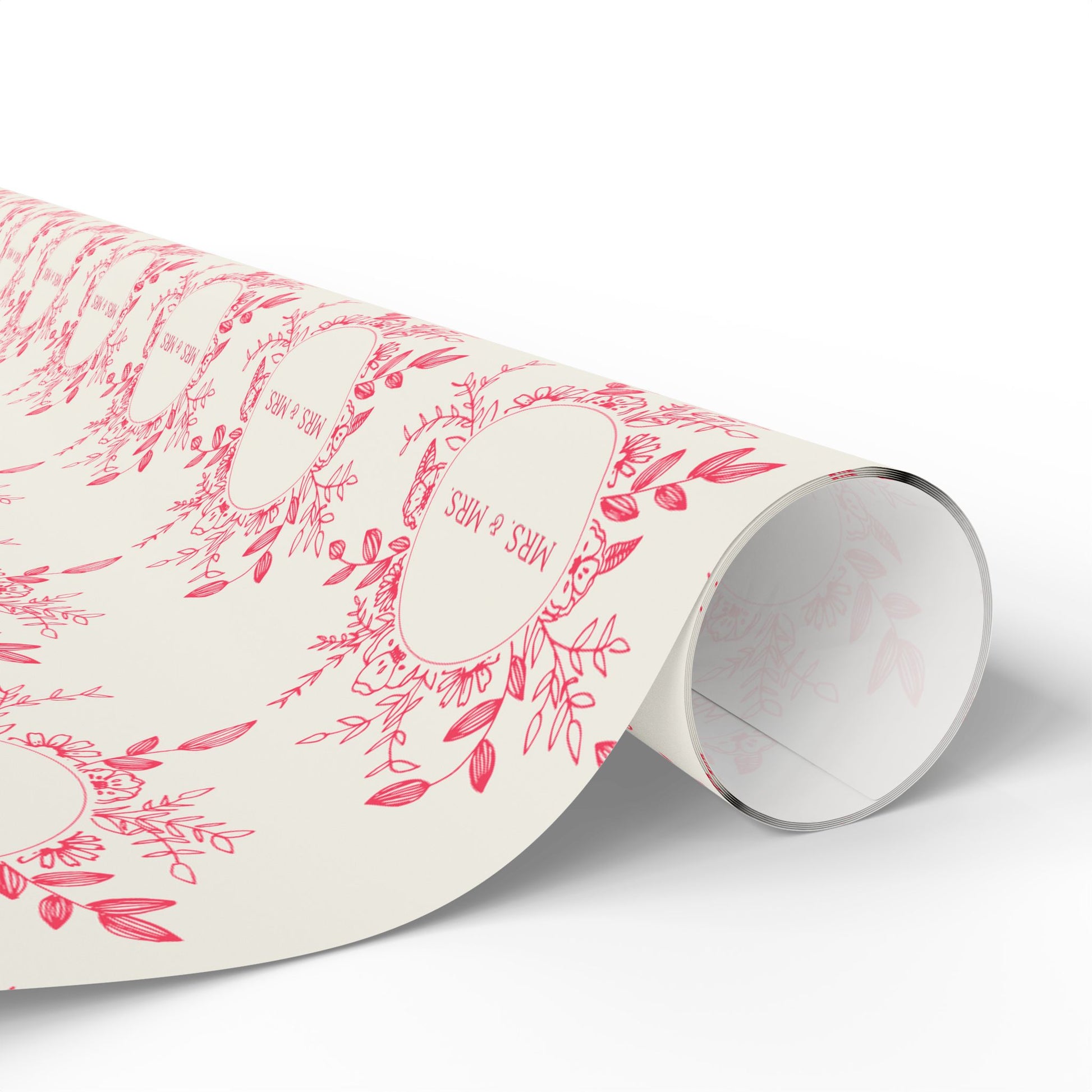 Charming Mrs & Mrs Pink and White Wrapping Paper