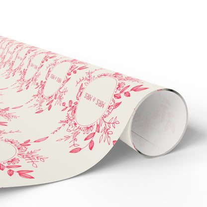 Charming Mrs & Mrs Pink and White Wrapping Paper