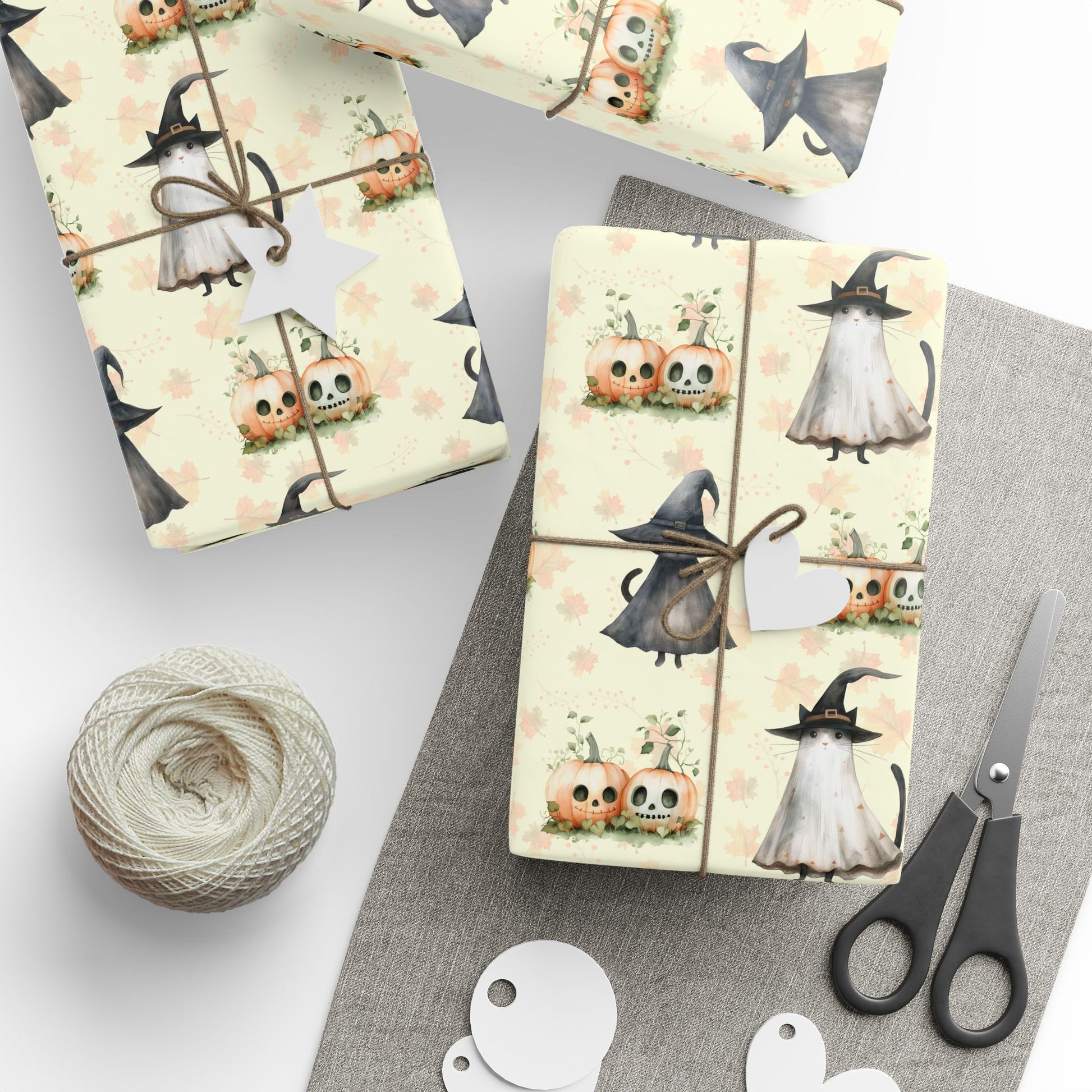Hex Me Not - Spooky Cute Cat & Pumpkin Halloween Wrapping Paper