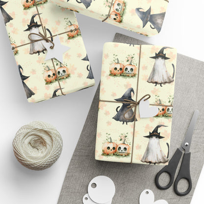 Hex Me Not - Spooky Cute Cat & Pumpkin Halloween Wrapping Paper