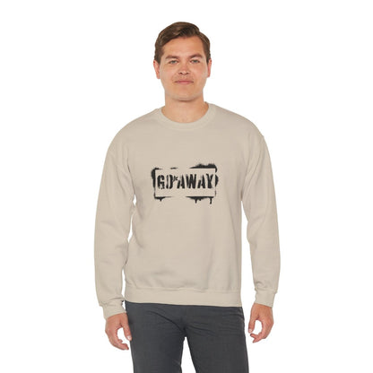 Crewneck Sweatshirt - 'Go Away' Stencil Graphic Cozy Pullover
