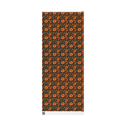 Vintage Orange Floral Wrapping Paper