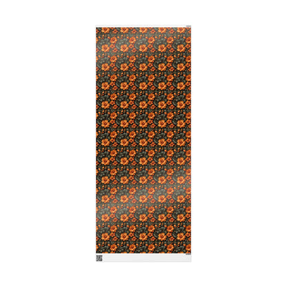 Vintage Orange Floral Wrapping Paper
