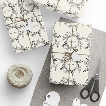 Mr. & Mr. Gift Wrapping Paper in Black & White
