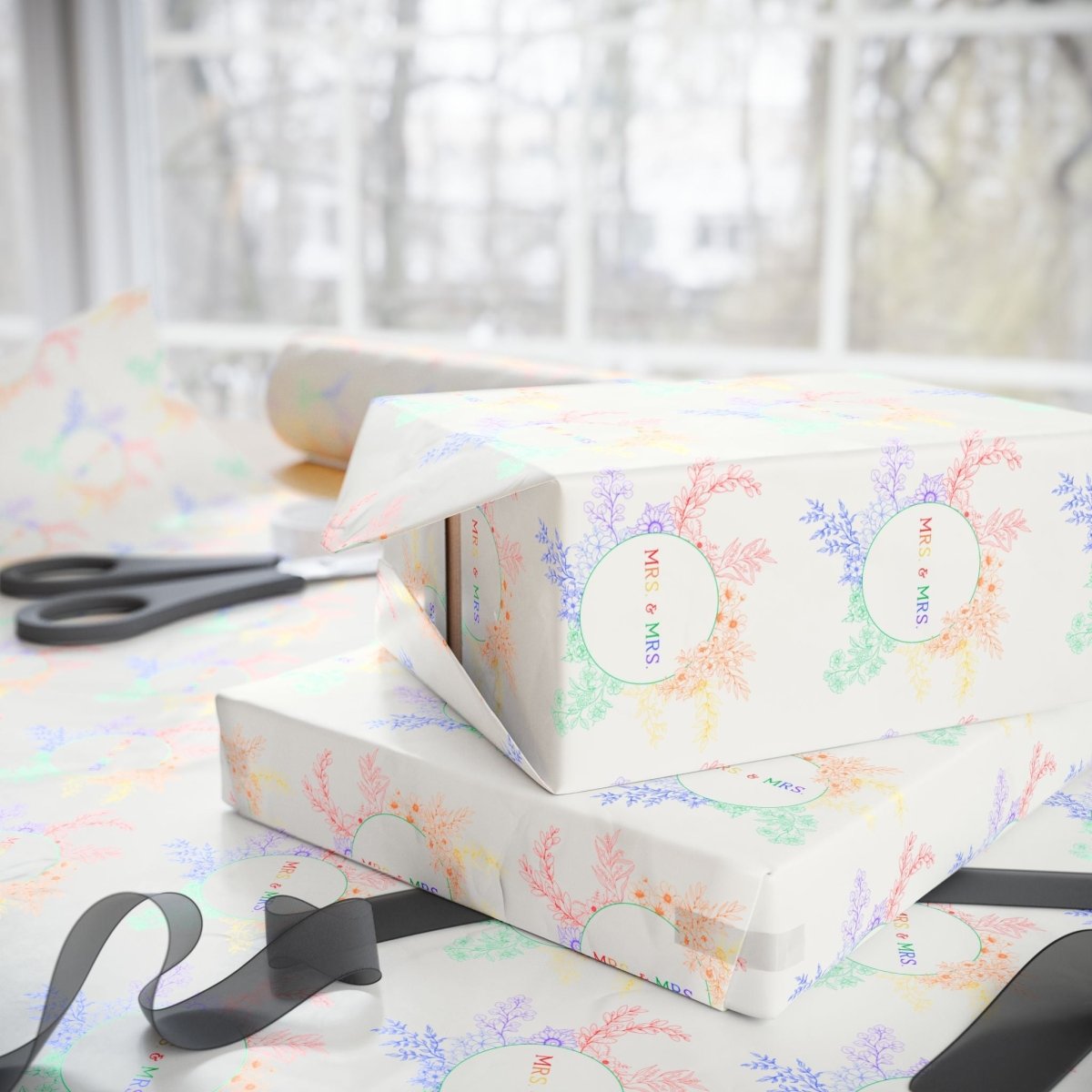 Rainbow Mrs. & Mrs. Gift Paper