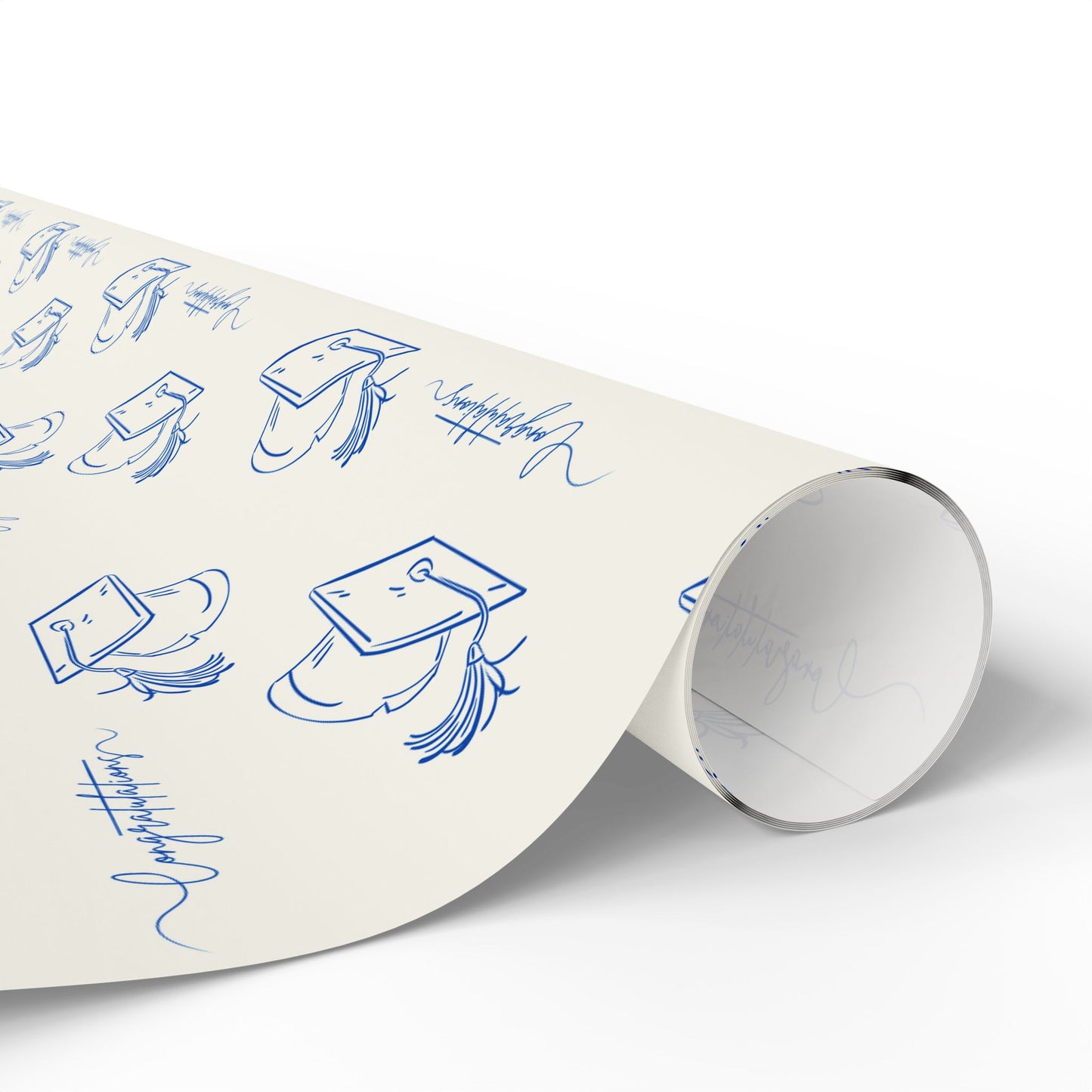 White and Blue Graduation Wrapping Paper