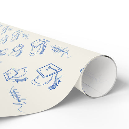 White and Blue Graduation Wrapping Paper