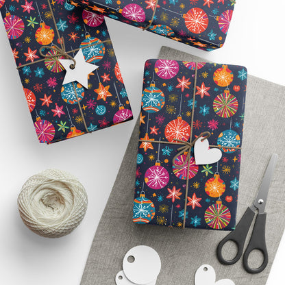 Bauble Blitz – Neon Ornament Holiday Wrapping Paper