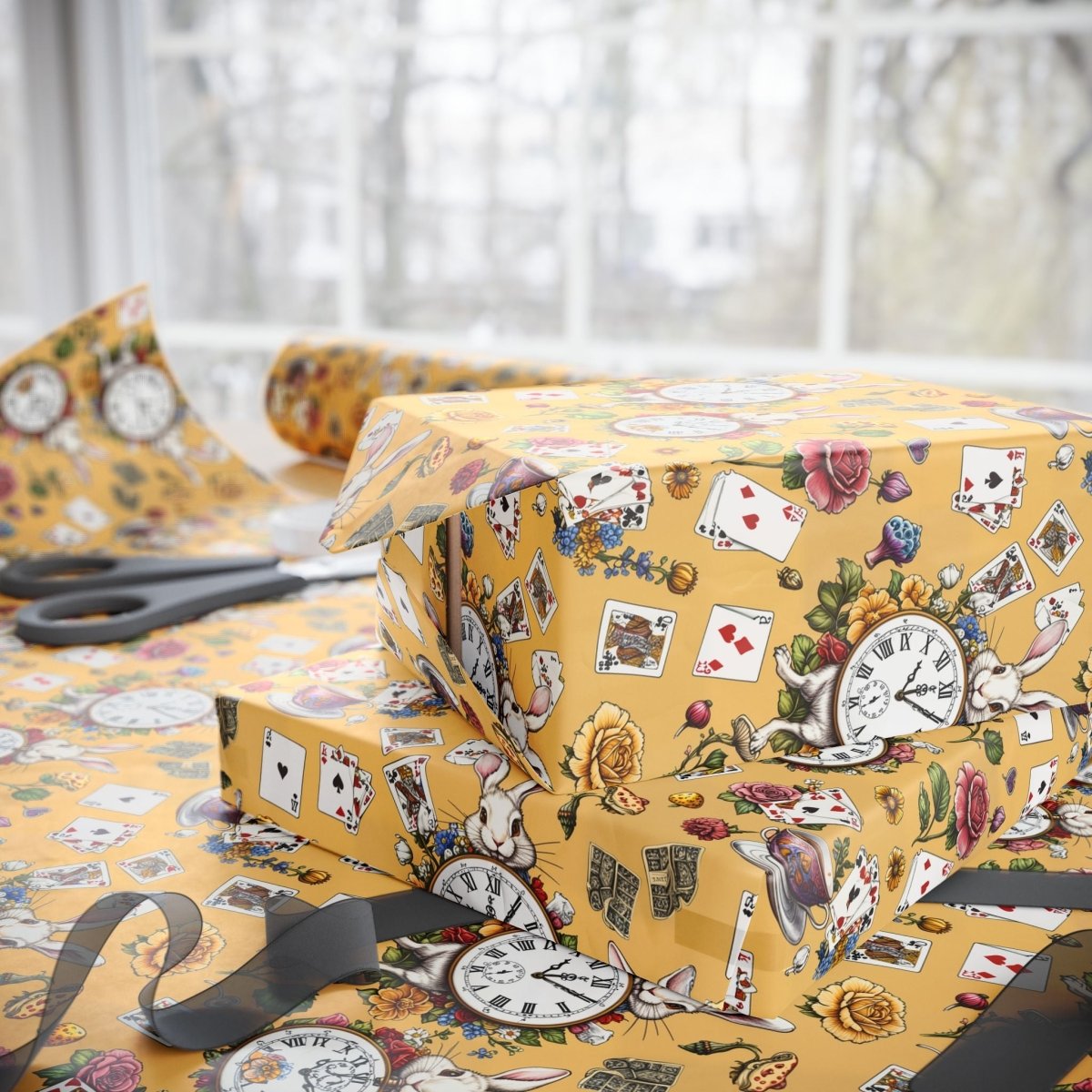 Enchanting Tea Party Gift Wrap in yellow