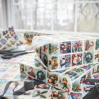 Sealed with a Sleigh – Vintage Christmas Stamps Wrapping Paper