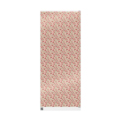 Orange Floral & Heart Wrapping Paper