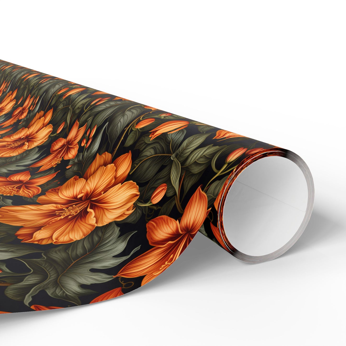 Vintage Orange Floral Wrapping Paper