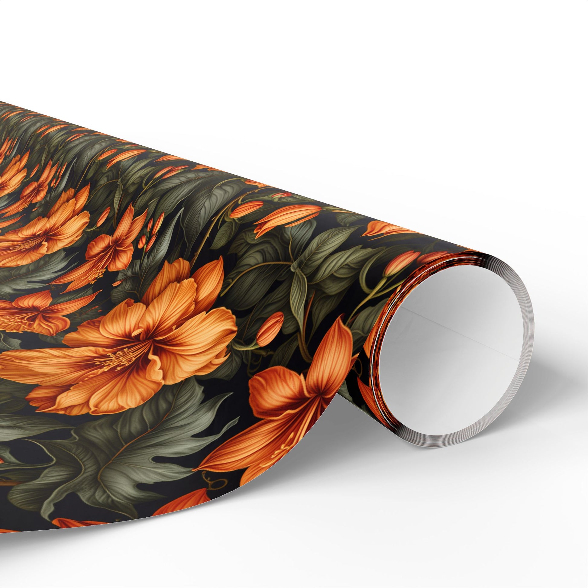 Vintage Orange Floral Wrapping Paper