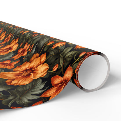 Vintage Orange Floral Wrapping Paper