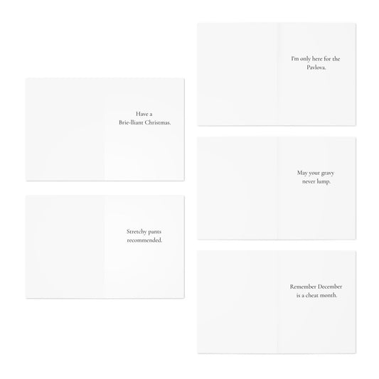 Funny Christmas (Food - Set 1) Greeting Card Pack | Set of 5 Holiday Cards | Cute & Cheeky Christmas Cards