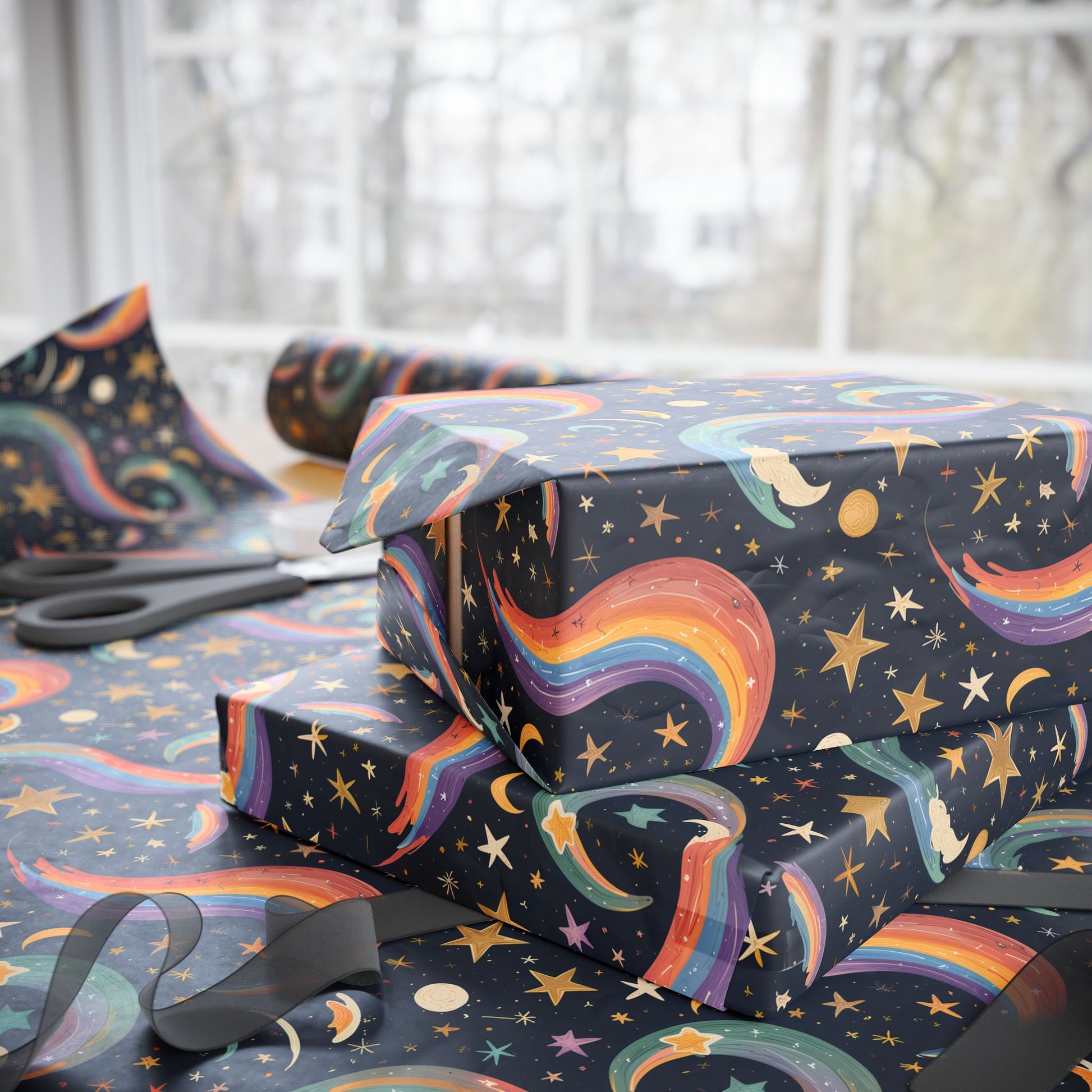 Cosmic Curves – Rainbow Galaxy Wrapping Paper