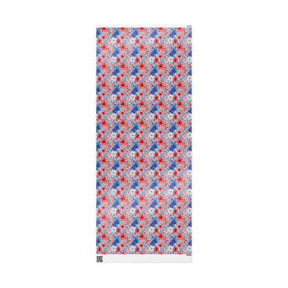 Red, White and Blue Floral Wrapping Paper