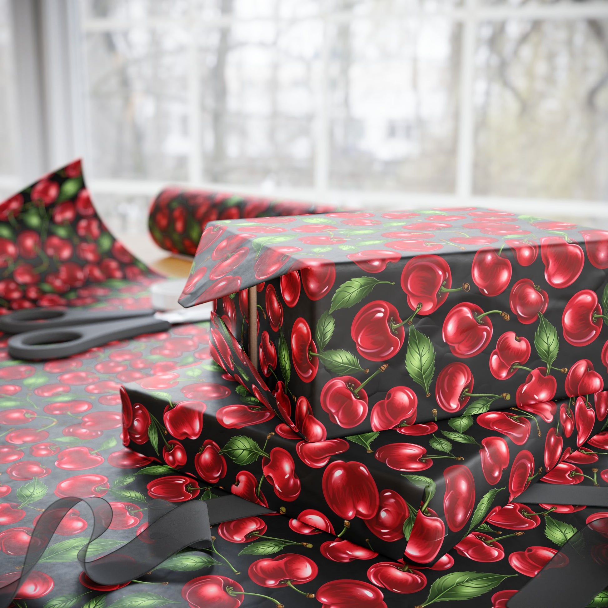 Juicy Cherry Print Gift Wrap for a Pop of Color