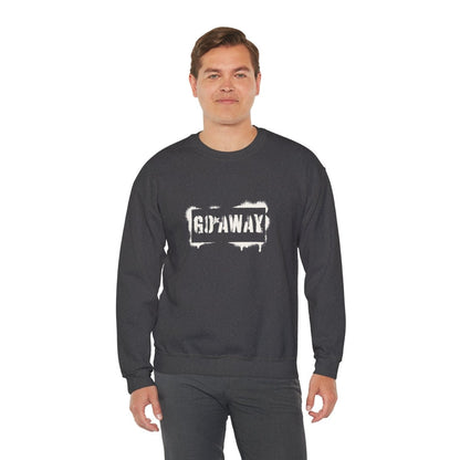 Crewneck Sweatshirt - 'Go Away' Stencil Graphic Cozy Pullover