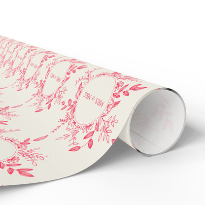 Charming Mrs & Mrs Pink and White Wrapping Paper