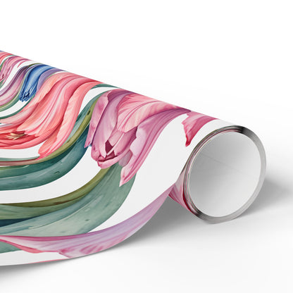 Tulips Pink Blue Gift Wrap