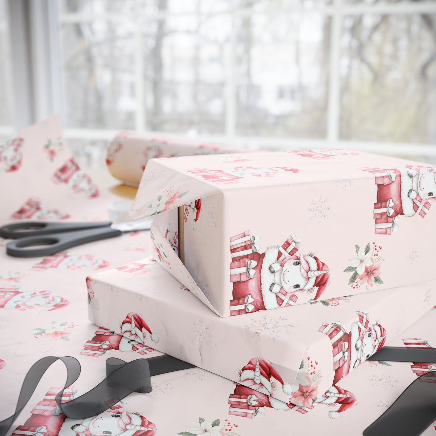 Santa’s Little Sparklecorn – Pink Unicorn Christmas Wrapping Paper