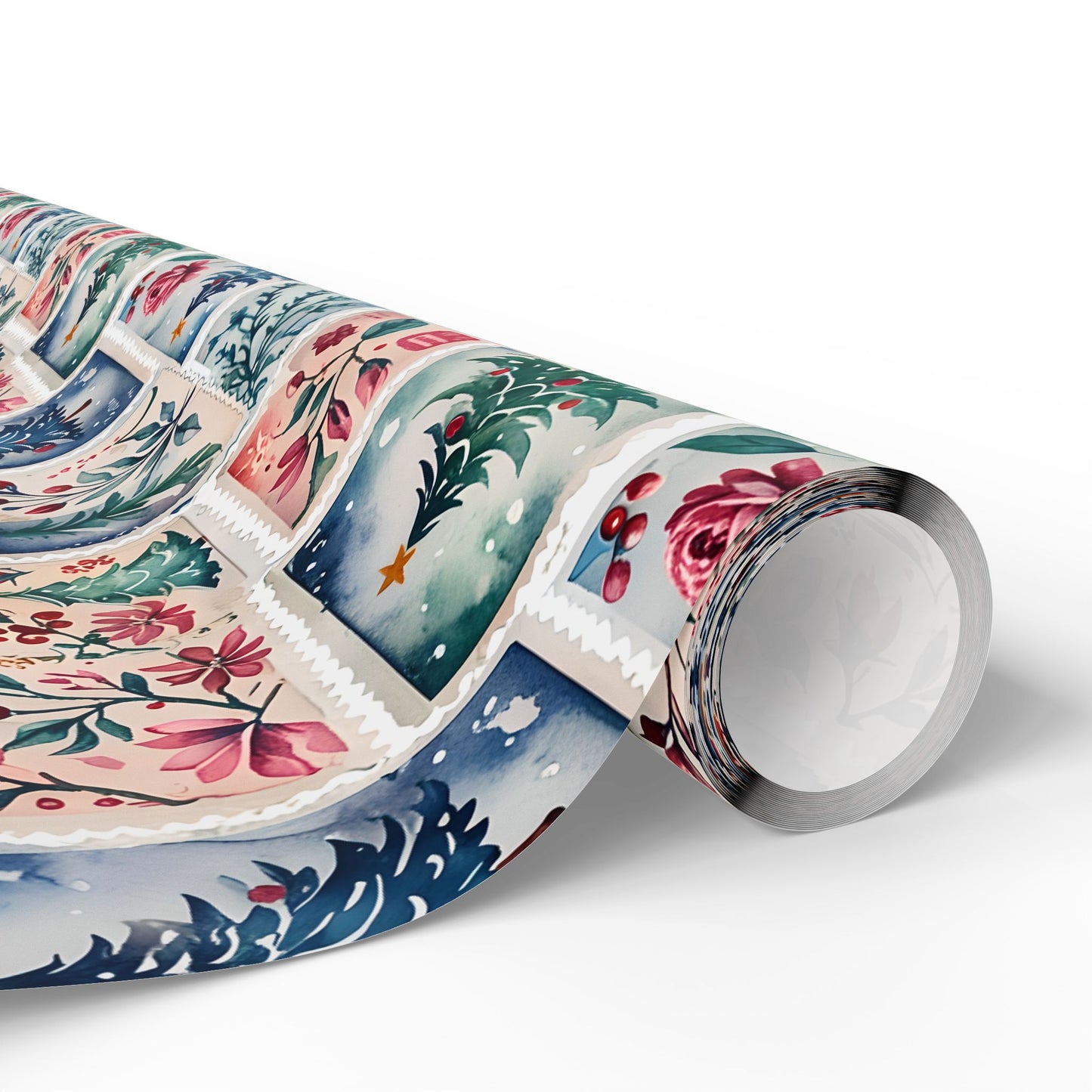 Flora & First - Class Festivities – Botanical Holiday Stamp Wrapping Paper