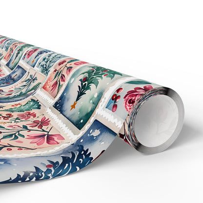 Flora & First - Class Festivities – Botanical Holiday Stamp Wrapping Paper