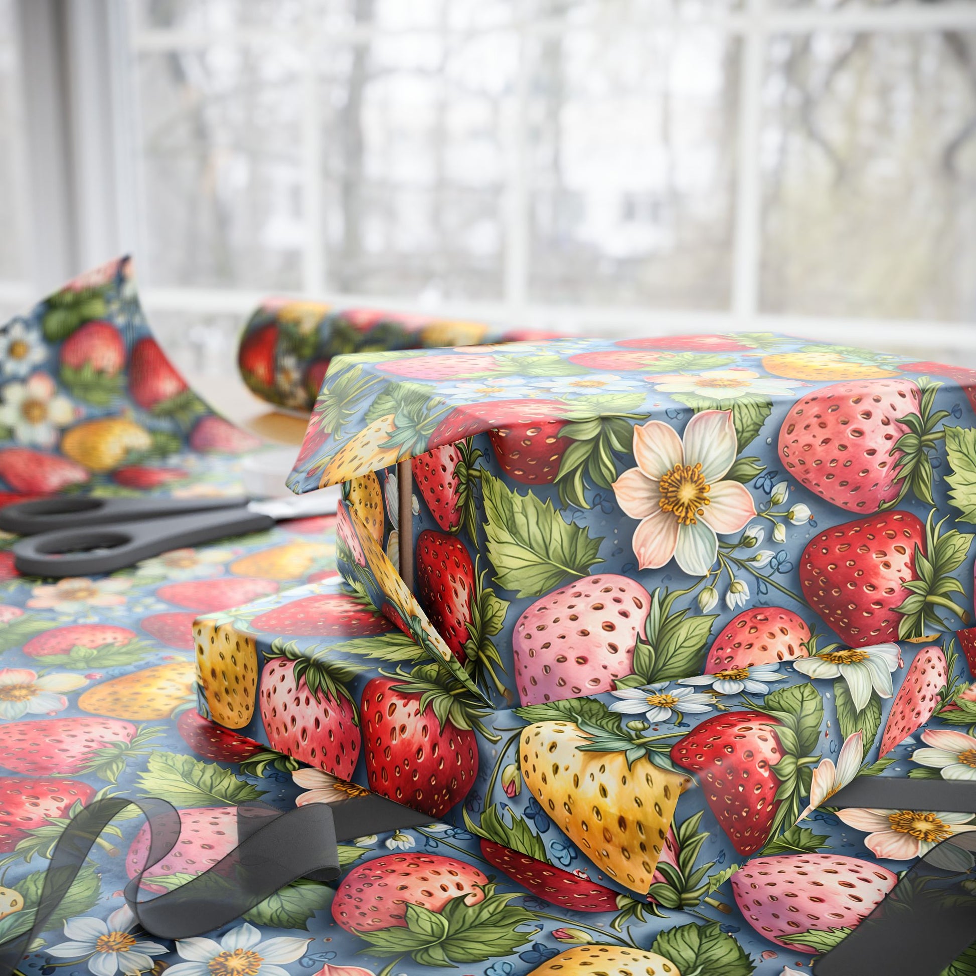 Pastel Berry Bliss Gift Wrap Set - Strawberry Design