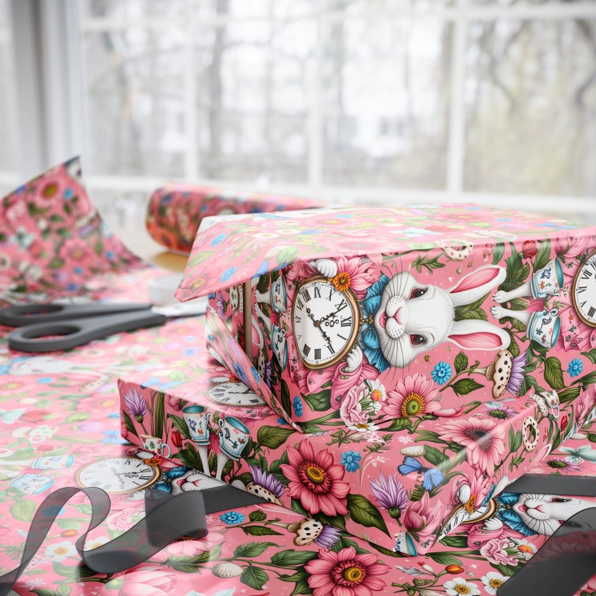 Tickled Pink Alice – Whimsical Wonderland Wrapping Paper