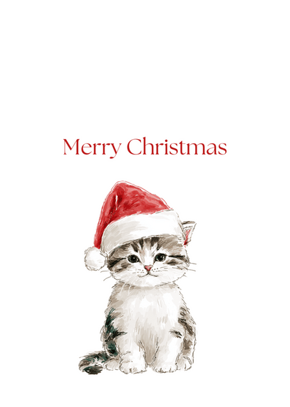 Christmas Hat Kitten Greeting Cards (25-Pack)