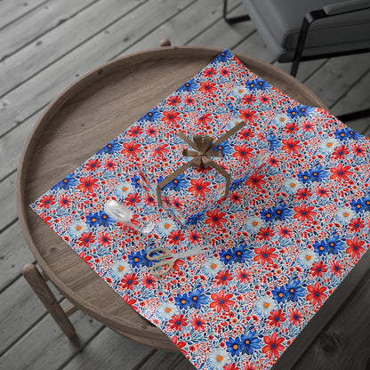 Red, White and Blue Floral Wrapping Paper