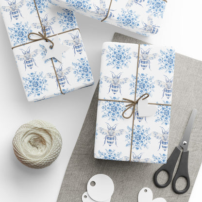 Blue and White Toile Bumble Bees