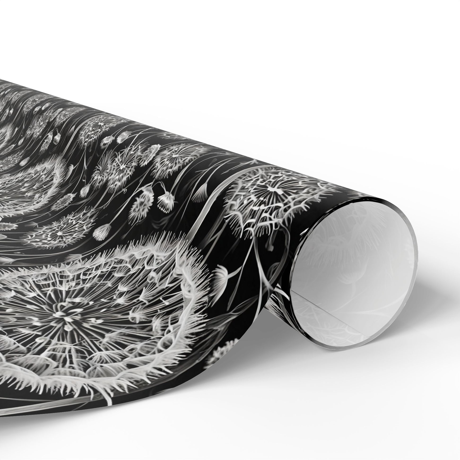 Wrapping Papers - Dandelion Seed Head Flowers Black and White Line Drawings