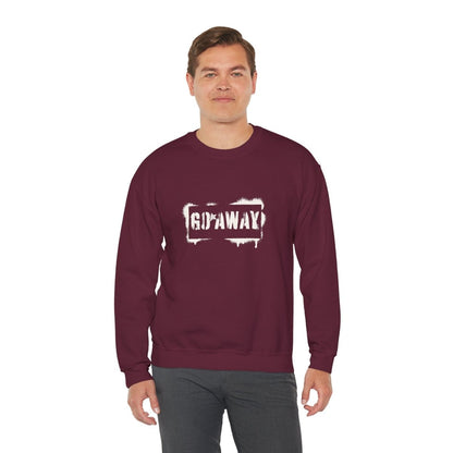 Crewneck Sweatshirt - 'Go Away' Stencil Graphic Cozy Pullover