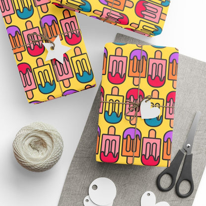 Colorful Yellow Popsicle Wrapping Paper