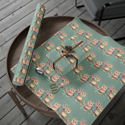 Owl-Themed Wrapping Paper, Whimsical Gift Wrap for All Occasions, Cute Animal Pattern, Eco-Friendly Gift Supplies, Birthday and Holiday Wrap