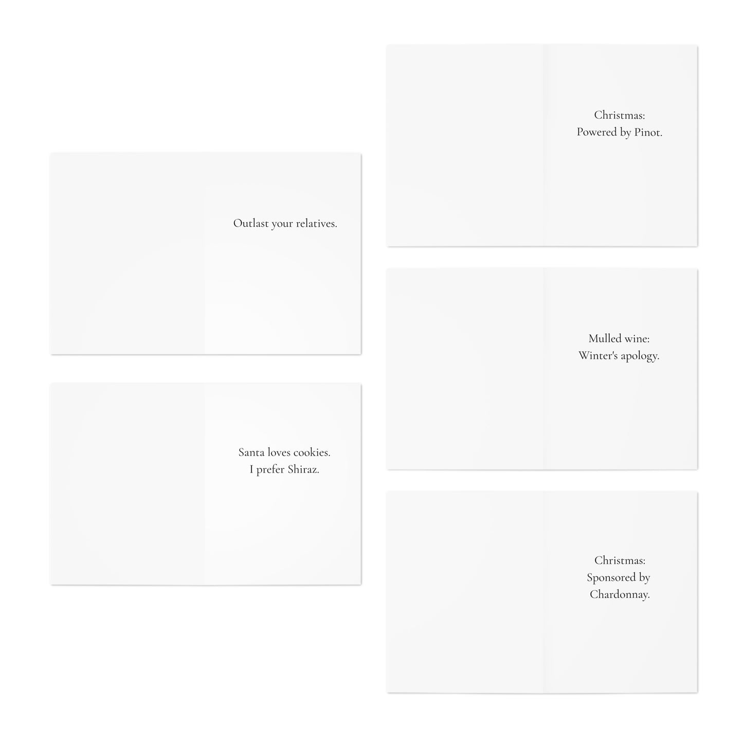 Funny Christmas (Wine Related - Set 2) Greeting Card Pack | Set of 5 Holiday Cards | Cute & Cheeky Christmas Cards