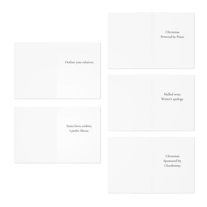 Funny Christmas (Wine Related - Set 2) Greeting Card Pack | Set of 5 Holiday Cards | Cute & Cheeky Christmas Cards