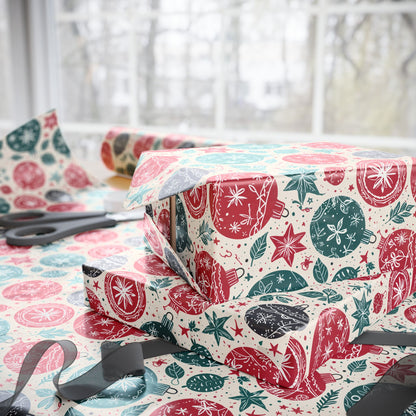 Retro Sprig & Bauble Swing – Mid - Century Modern Christmas Wrapping Paper