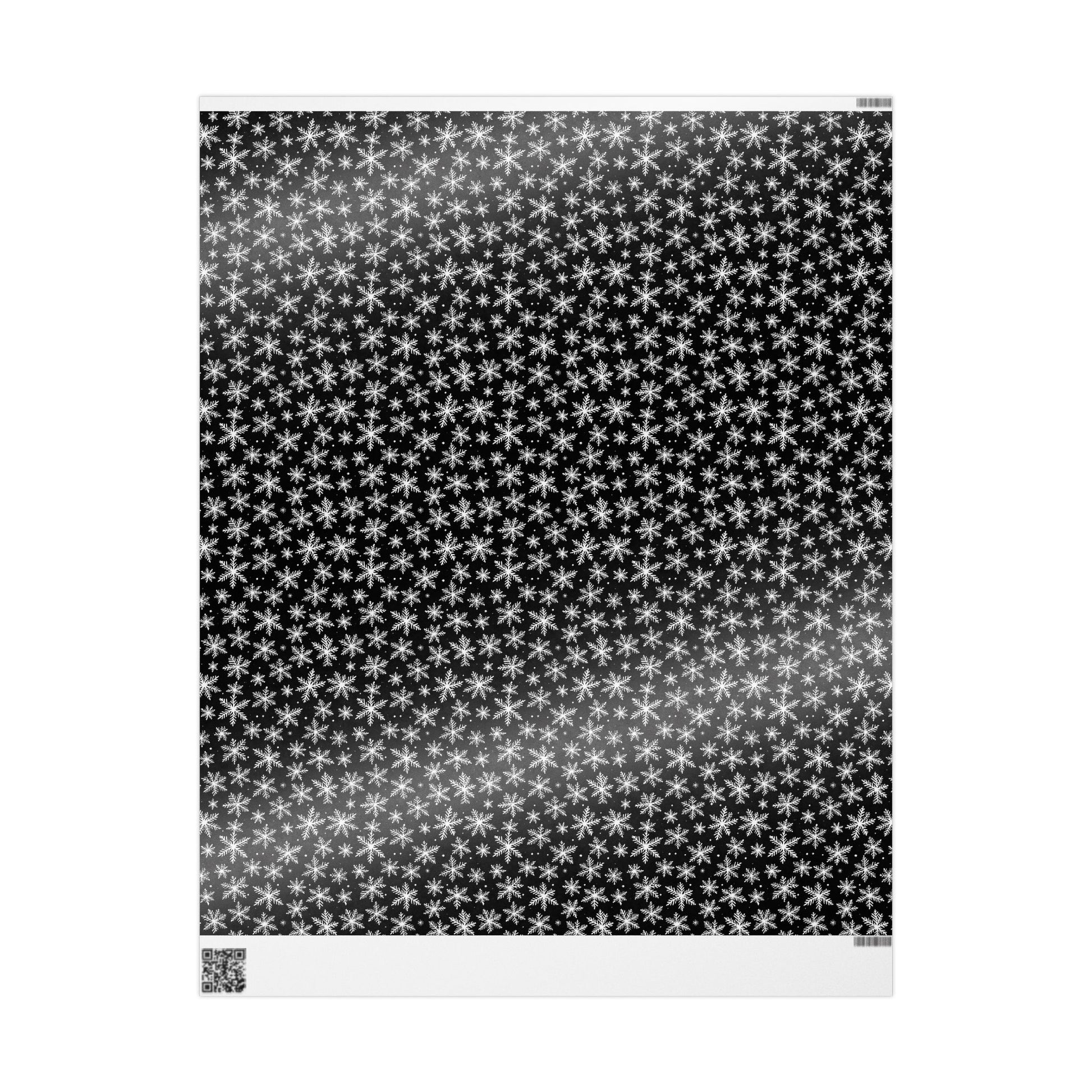 Midnight Flurries – Black & White Snowflake Wrapping Paper