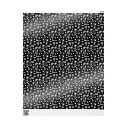 Midnight Flurries – Black & White Snowflake Wrapping Paper