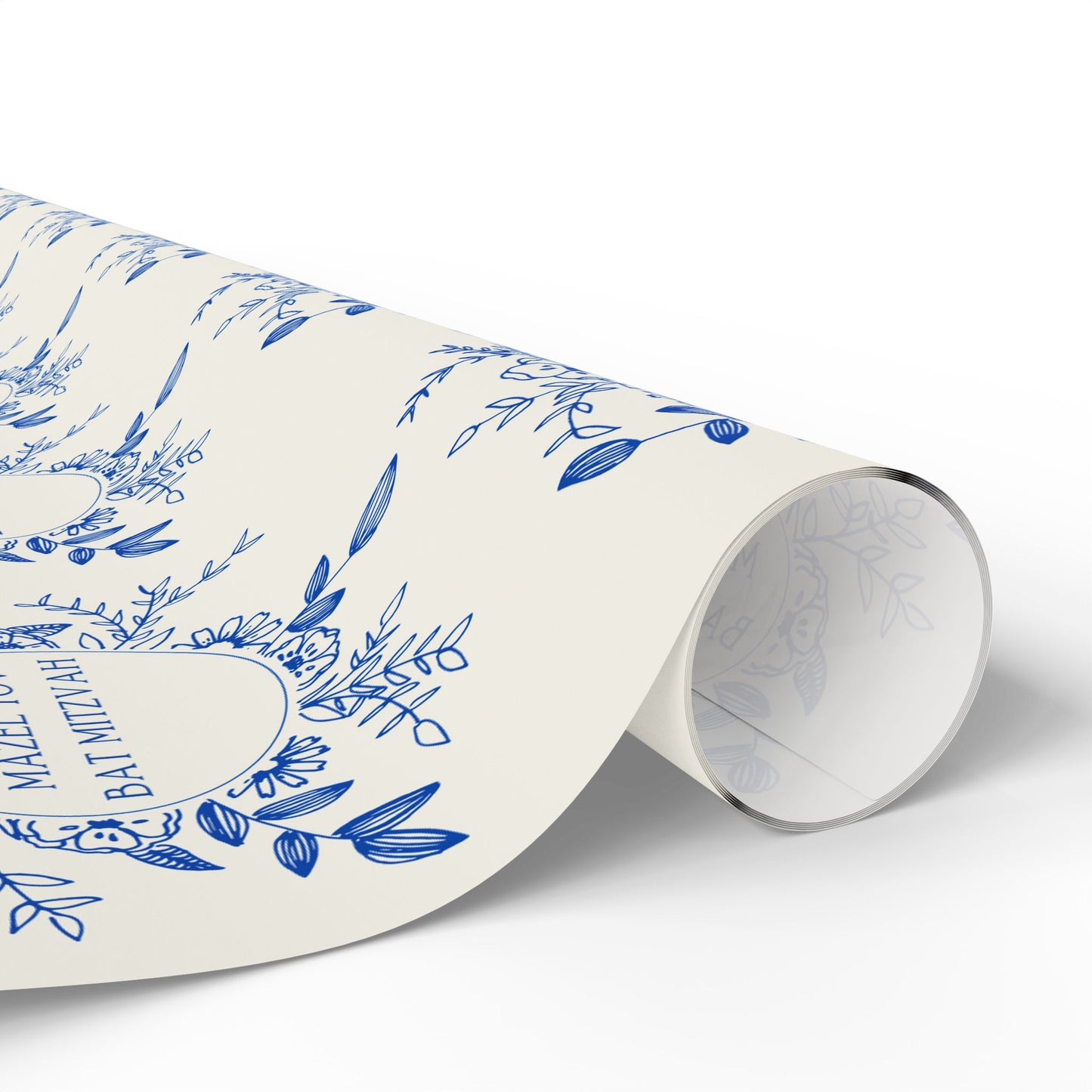 Elegant Floral Mazel Tov Bat Mitzvah Wrapping Paper