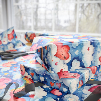 Colorful Heart & Rainbow Wrapping Paper