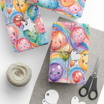 Whimsical Balloon and Rainbow Wrapping Paper