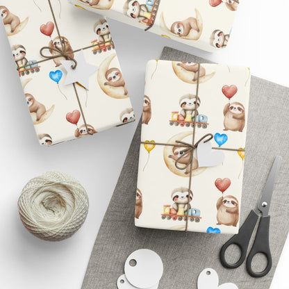 Snoozy Sloths & Balloon Dreams – Whimsical Wrapping Paper