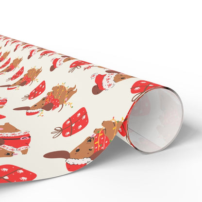 Santa Paws & Tinsel Tails – Festive Dachshund Wrapping Paper