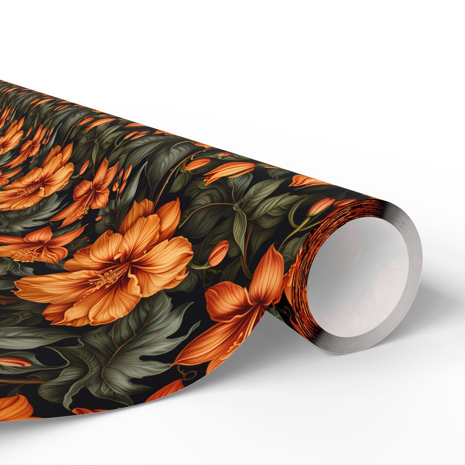 Vintage Orange Floral Wrapping Paper