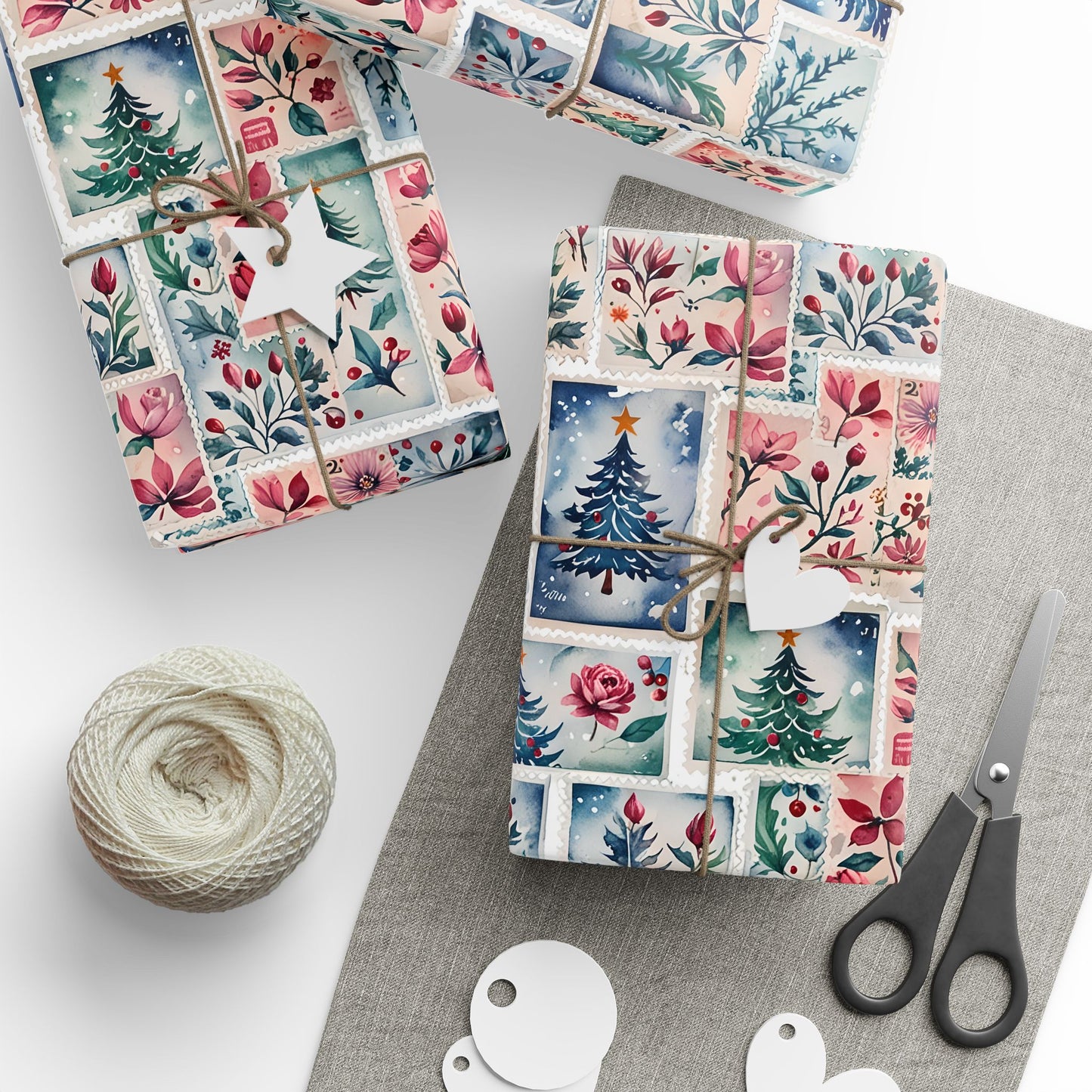 Flora & First - Class Festivities – Botanical Holiday Stamp Wrapping Paper