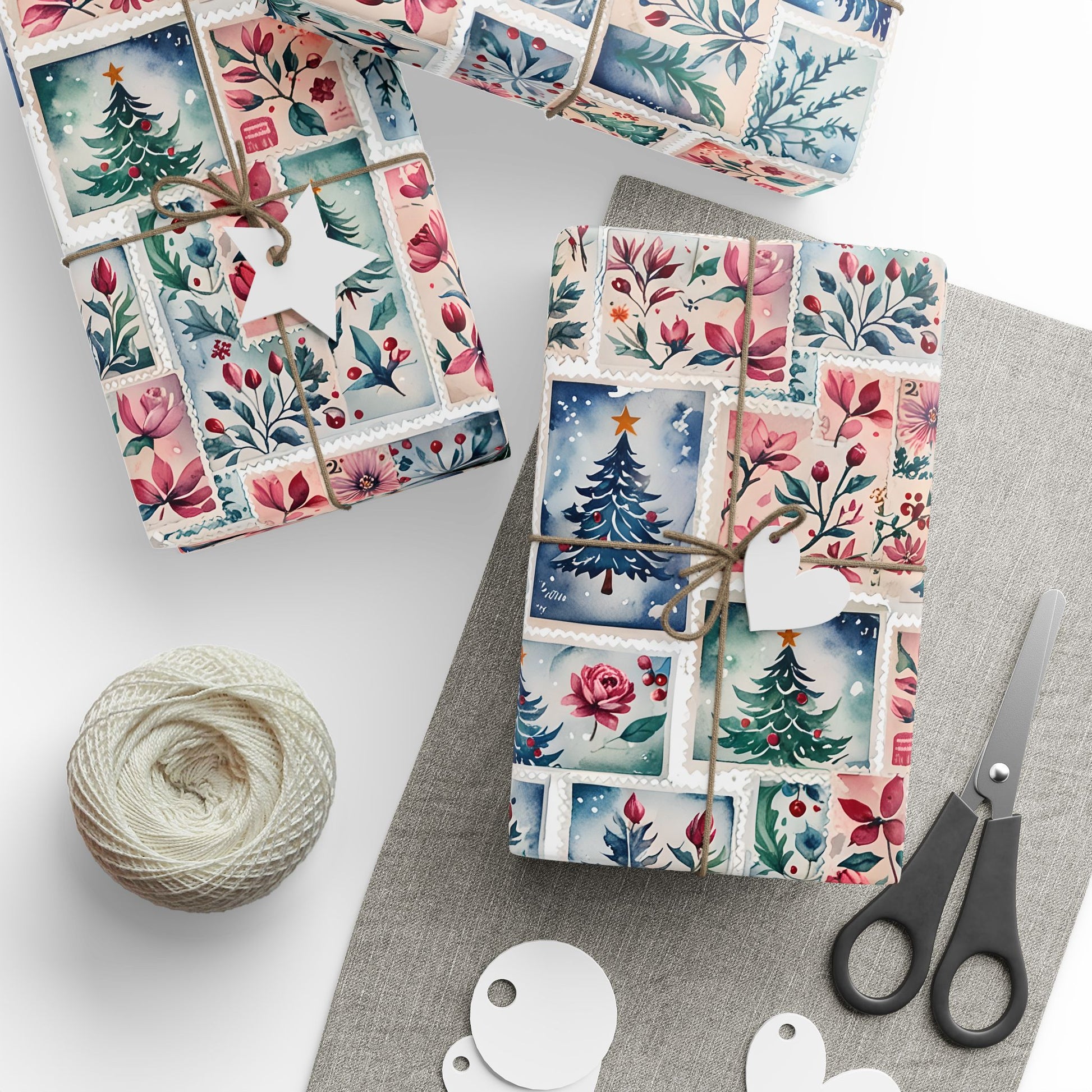 Flora & First - Class Festivities – Botanical Holiday Stamp Wrapping Paper